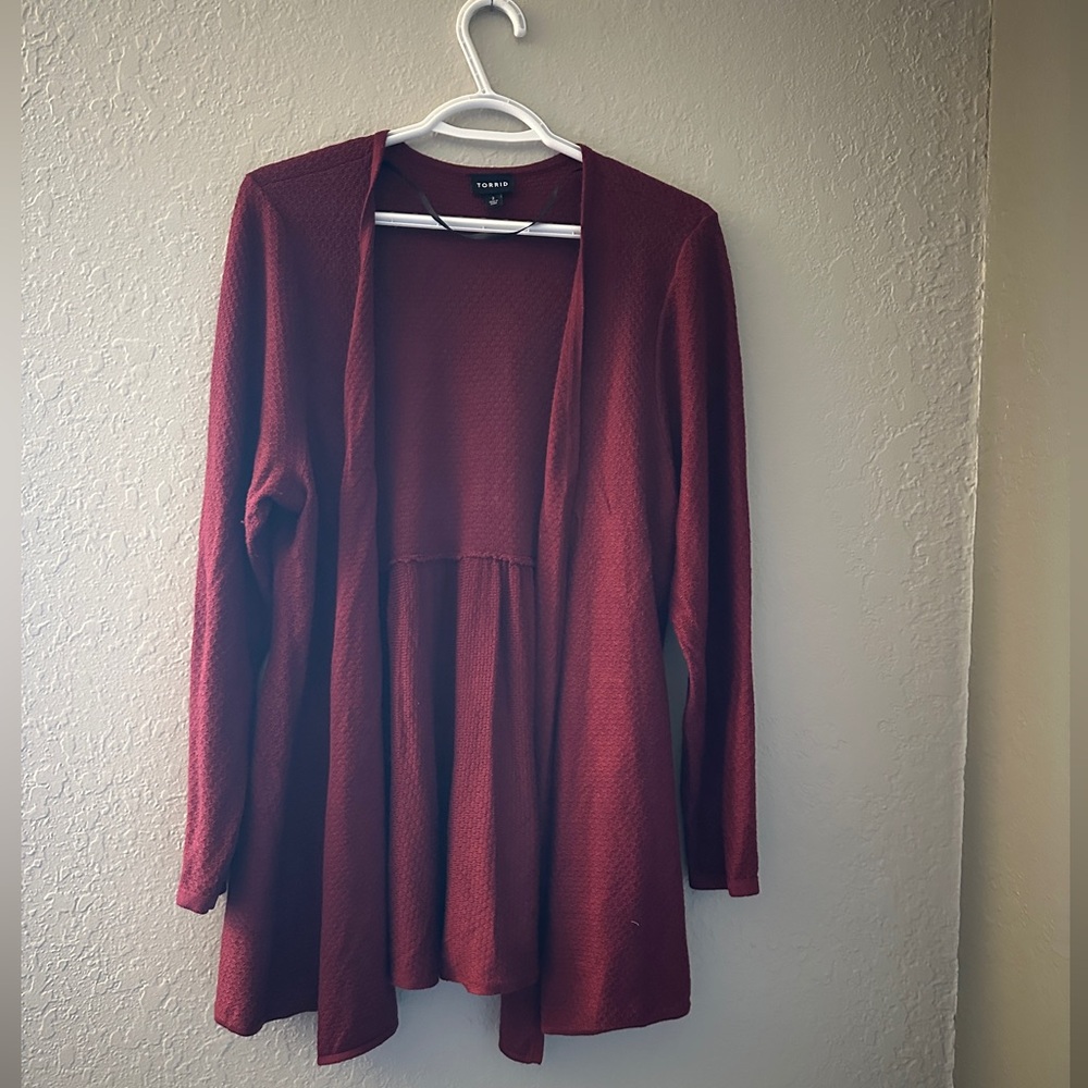Torrid burgundy cardigan, size 2